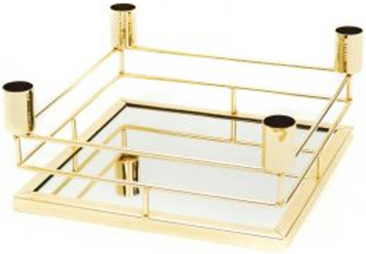 CASA DI ELTURO Mirror Tray Kandelaar Vierkant - Goud - L21 x B21 x H9 cm