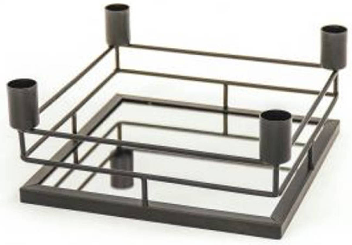 CASA DI ELTURO Mirror Tray Kandelaar Vierkant - Zwart - L21 x B21 x H9 cm