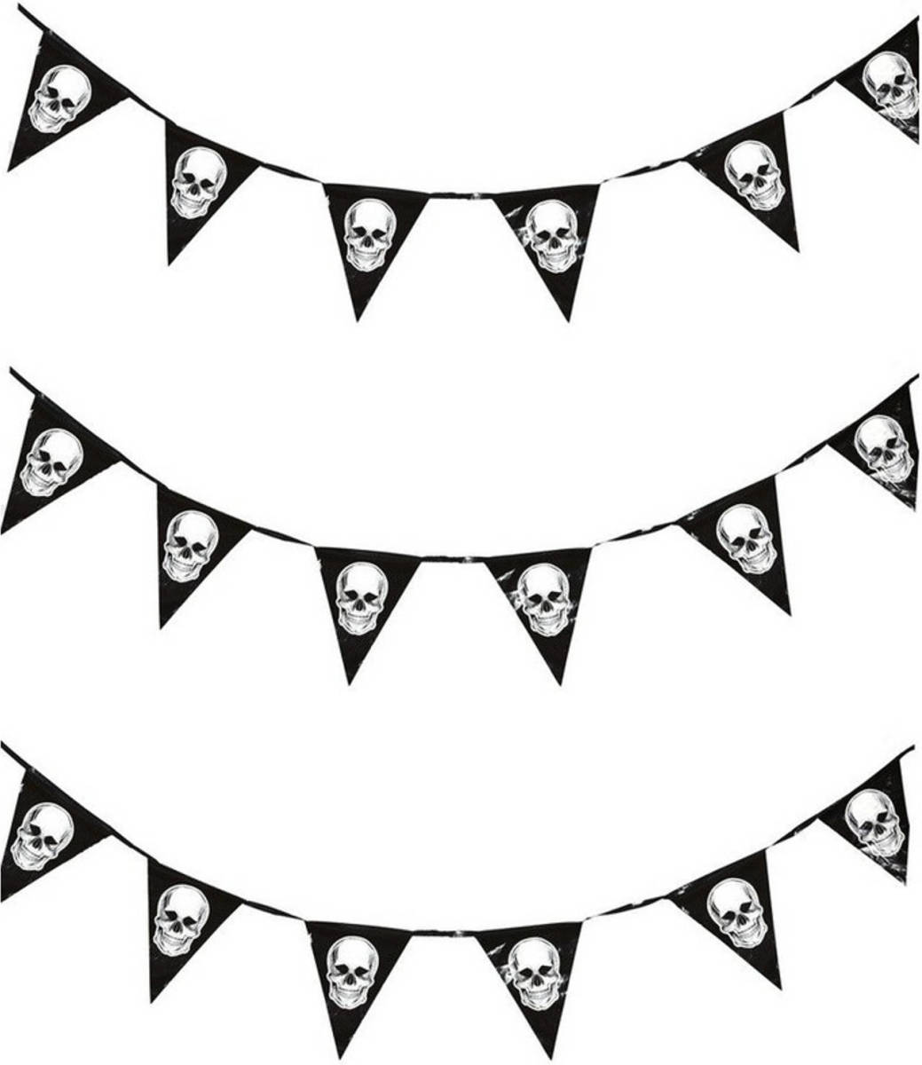 Fiestas Guirca 3x Halloween vlaggenlijnen met schedels 360 cm - Vlaggenlijnen
