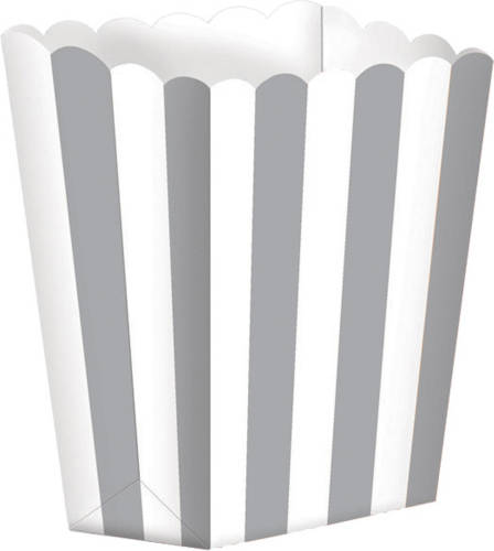Amscan snoepbakjes streep 5 stuks 9,5 x 13,5 cm zilver