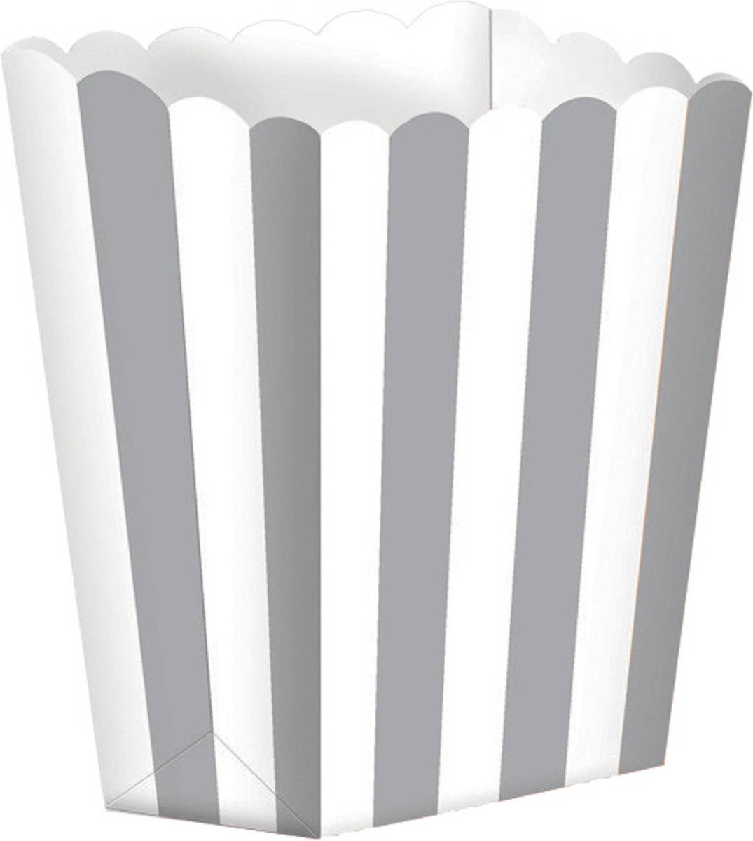 Amscan snoepbakjes streep 5 stuks 9,5 x 13,5 cm zilver