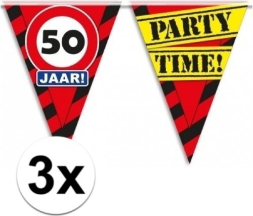 Paperdream 3x Versiering 50 jaar slingers 10 meter - Vlaggenlijnen