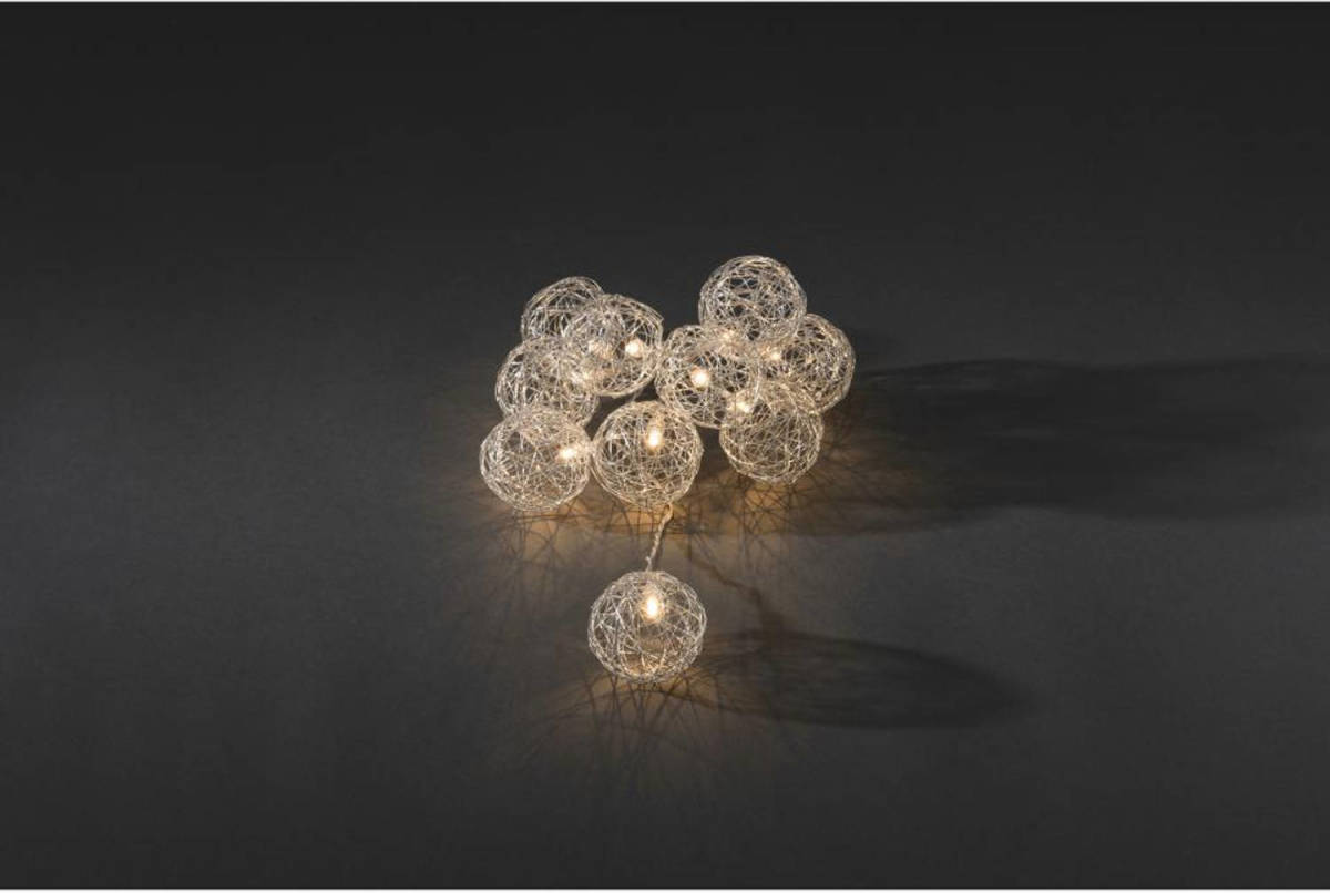 Konstsmide decosnoer bol - 16 lampjes - grijs