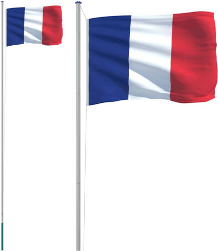 The Living Store Vlaggenset - Nationale vlag 90x150 cm - Aluminium vlaggenmast 6.23 m - Duurzaam polyester