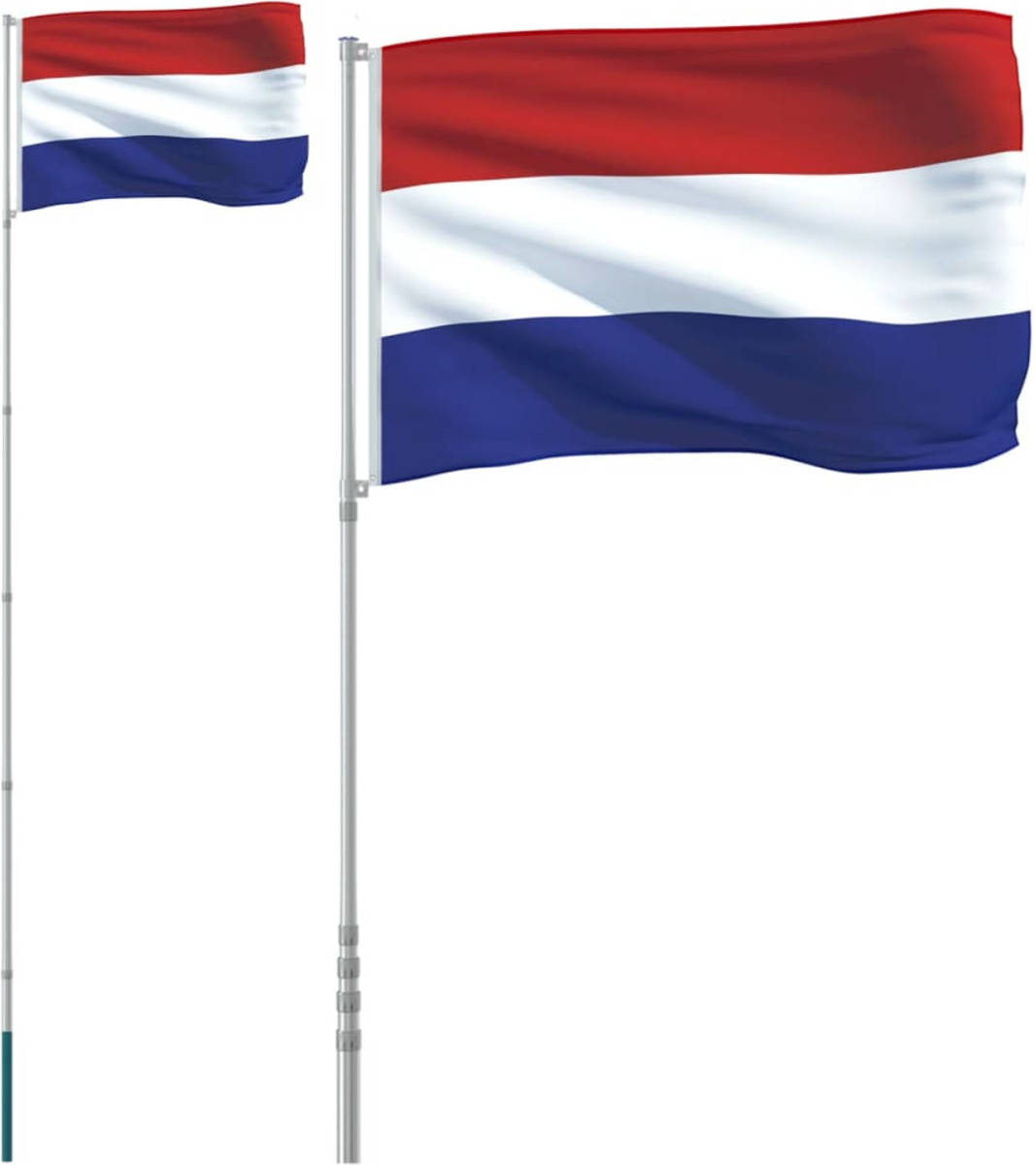 The Living Store Nationale vlaggenset - 90 x 150 cm - Duurzaam polyester - Aluminium vlaggenmast - Verstelbare hoogte