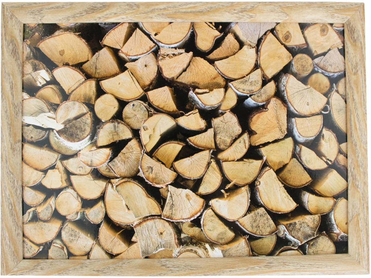 Mars & More Laptray/schoottafel openhaard hout print 43 x 33 cm - Dienbladen