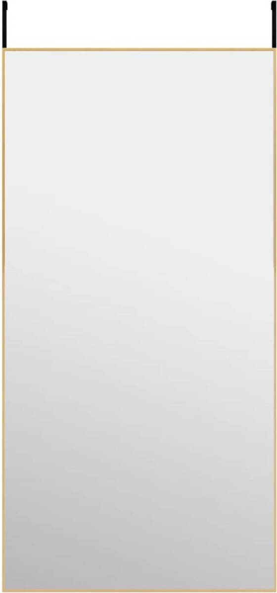 The Living Store Deurspiegel Goud - 50 x 100 cm - Aluminium frame en glas - In hoogte verstelbaar en ruimtebesparend