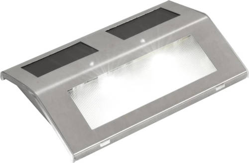 The Living Store Solarlampen - Buitentrap - Roestvrij staal - 14 x 9.5 x 2.4 cm - Zonnepaneel 2V - LED 2 st 10.000 mcd