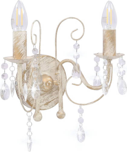 The Living Store Wandlamp Antiekwit - 29.5 x 29 cm - E14 fitting - incl - bevestigingsmateriaal