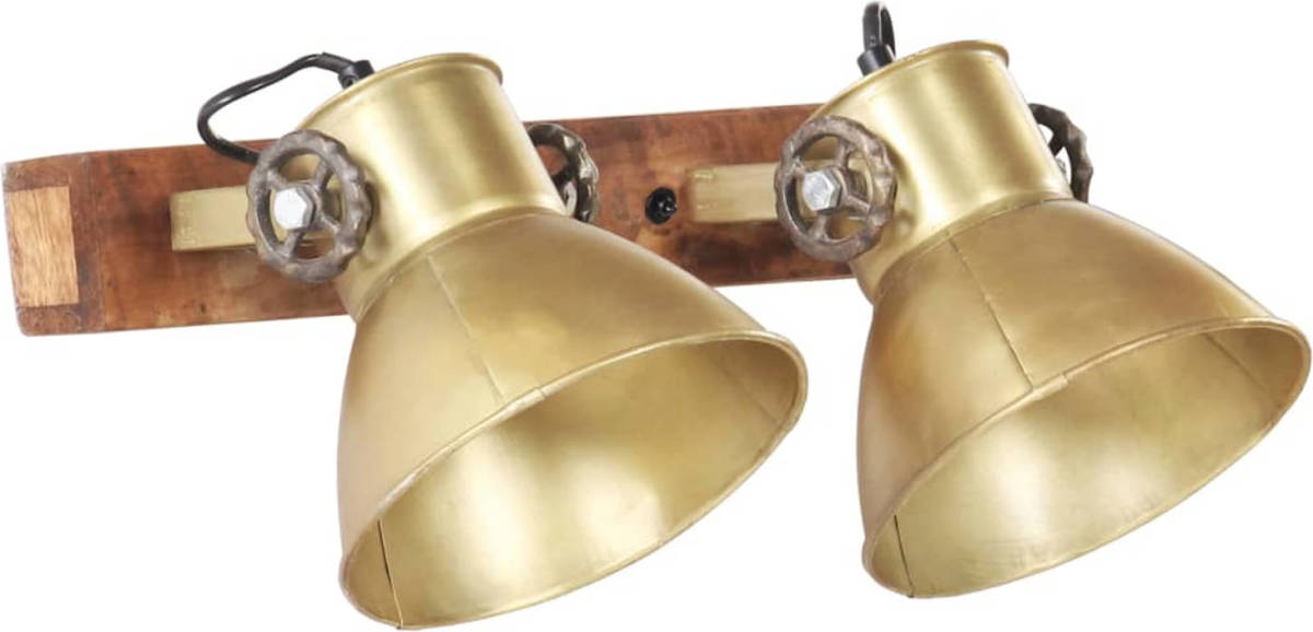 The Living Store Wandlamp Industrial - 17 cm - Messing en bruin - E27 fitting