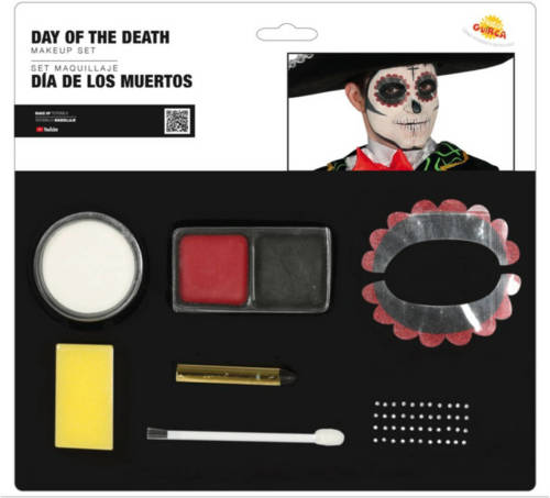 Fiestas Guirca Fiestas Schmink setje Day of the Dead - sugar skull make-up verkleed set - Halloween/Carnaval accessoires - Schmink