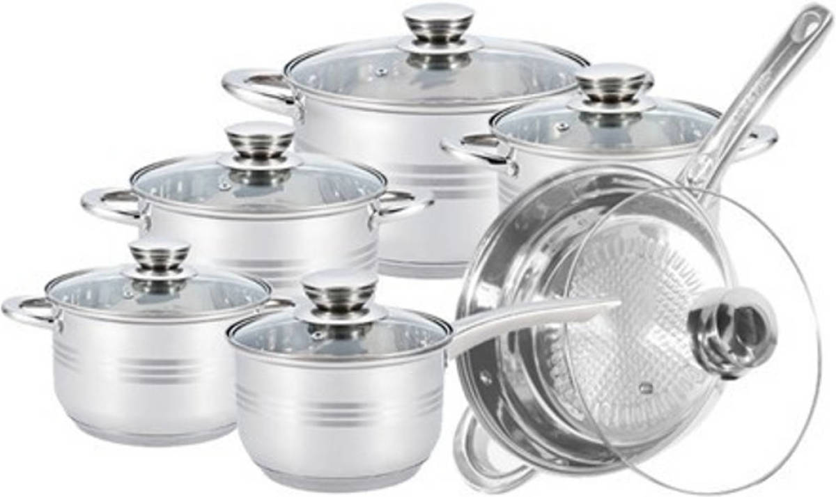 Swiss Pro+ Pannenset - 12-delig - RVS - Zilver