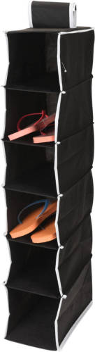 H&S Collection Hangende kast organizer zwart met 6 vakken 15 x 30 x 84 cm - Opbergmanden