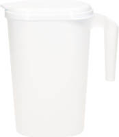 Forte Plastics Waterkan/sapkan transparant/wit met deksel 1.6 liter kunststof - Schenkkannen