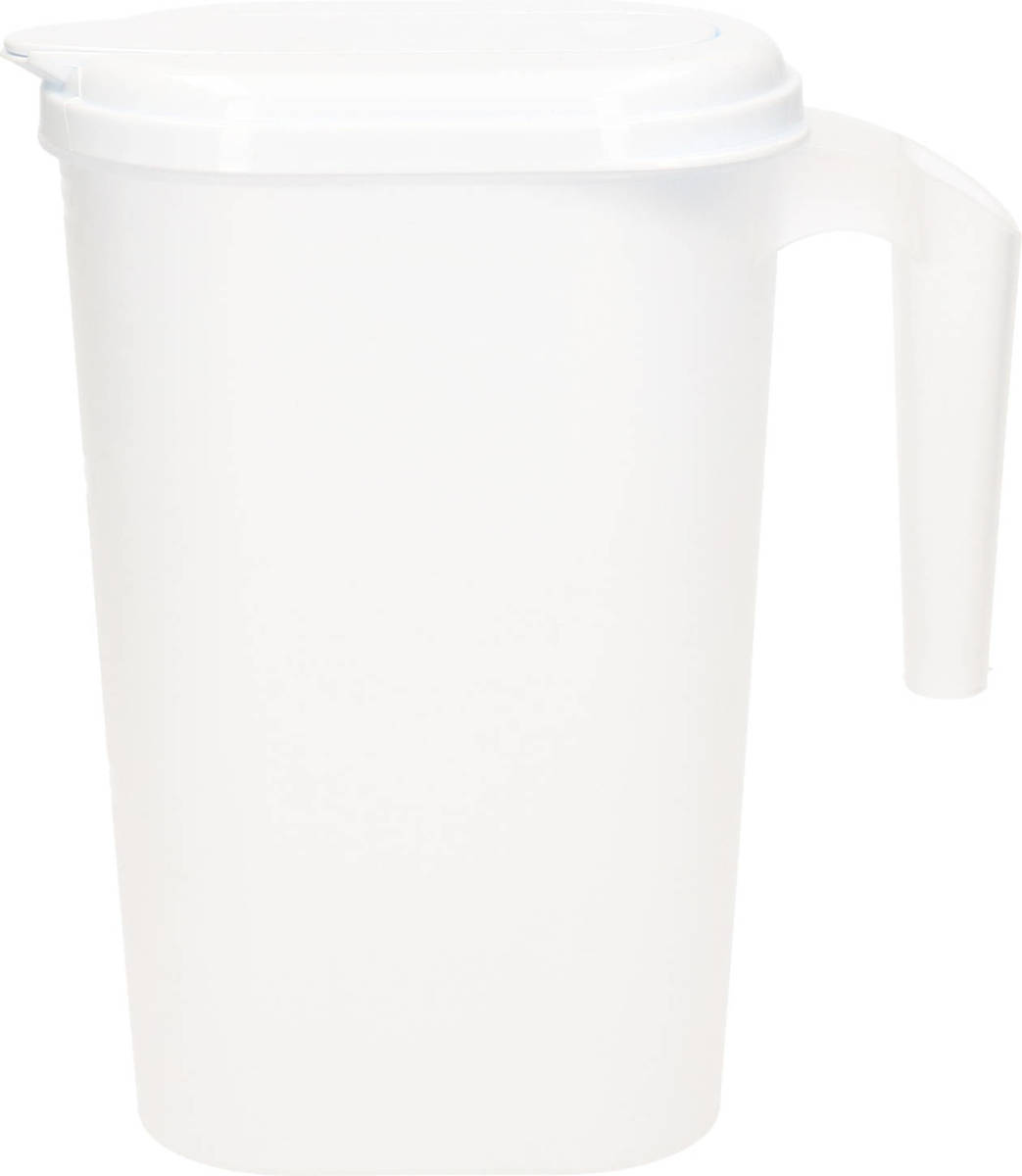 Forte Plastics Waterkan/sapkan transparant/wit met deksel 1.6 liter kunststof - Schenkkannen