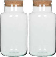 Mica Decorations 2x stuks glazen voorraadpotten/snoeppotten transparant met deksel H36 cm x D19 cm - Voorraadpot
