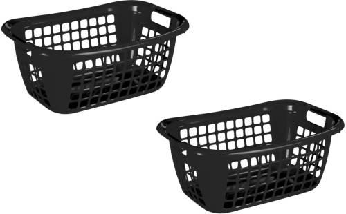 Sunware 2x stuks draagwasmanden zwart 38 liter - Wasmanden