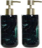 Items 2x stuks zeeppompjes/zeepdispensers marmer look donkergroen kunststof 300 ml - Zeeppompjes