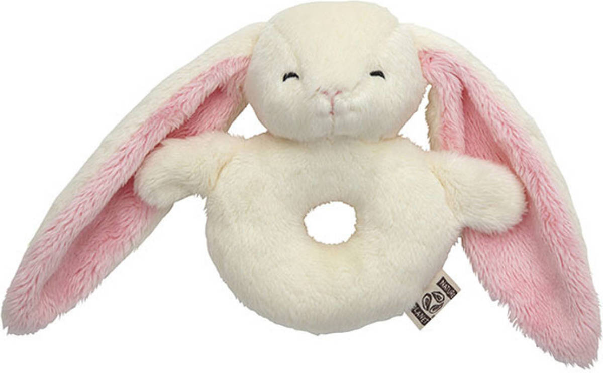 Nature Push Planet Dieren knuffel baby rammelaar konijn 10 x 15 cm - Rammelaars