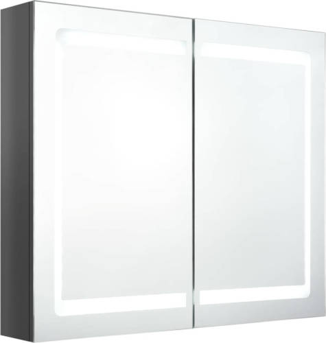 VidaXL Badkamerkast met spiegel en LED 80x12x68 cm glanzend grijs