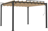 VidaXL Prieel met lamellendak 3x3 m stof en aluminium taupe