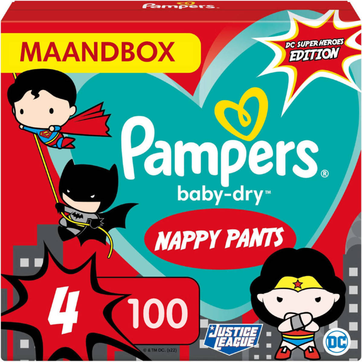Pampers - Baby Dry Nappy Pants Superhelden - Maat 4 - Maandbox - 100 luierbroekjes