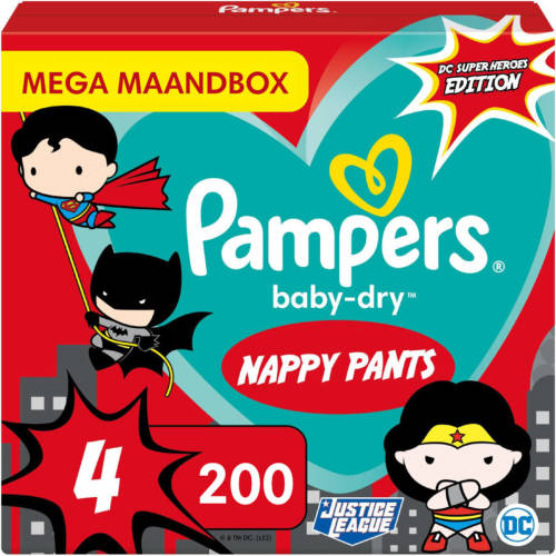 Pampers - Baby Dry Nappy Pants Superhelden - Maat 4 - Mega Maandbox - 200 luierbroekjes