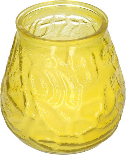H&S Collection Windlicht geurkaars - geel glas - 48 branduren - citrusgeur - geurkaarsen