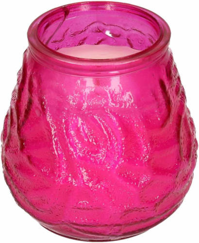H&S Collection Windlicht geurkaars - roze glas - 48 branduren - citrusgeur - geurkaarsen