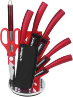 Herzberg 8 Pieces Knife Set with Acrylic Stand - Red
