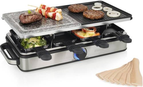 Princess Gourmetstel 162635 - Raclette 8 Personen - Steen en Grill Deluxe - 2 meter snoer - Regelbare thermostaat