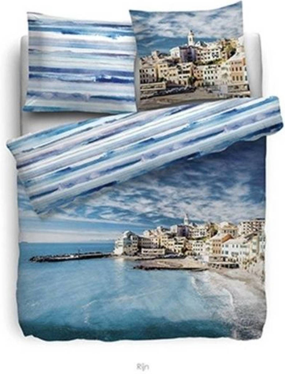 Heckett & Lane Dekbedovertrek Katoen-Satijn Refined Rijn - blauw 140x200/220cm