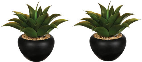 Set van 2x stuks Atmosphera Aloe Vera kunstplanten in keramische pot 37 cm - Kunstplanten
