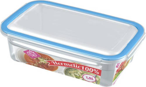 Hega Hogar 3x Voedsel plastic bewaarbakje 1,5 liter transparant - Vershoudbakjes