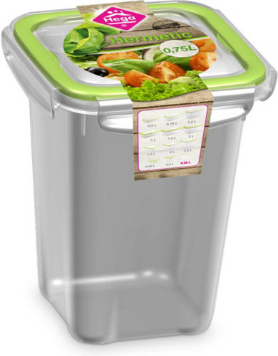 Hega Hogar 1x Voedsel plastic bewaarbakje 0,75 liter transparant/groen - Vershoudbakjes