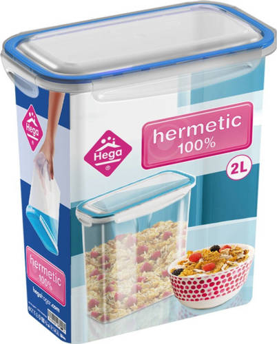 Hega Hogar 1x Voedsel plastic bewaarbakje 2 liter transparant - Vershoudbakjes