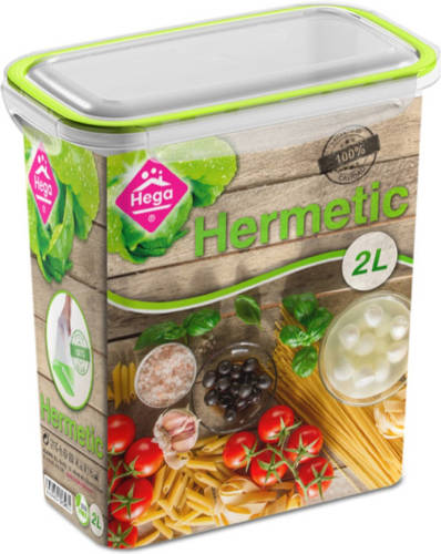 Hega Hogar 1x Voedsel plastic bewaarbakje 2 liter transparant/groen - Vershoudbakjes