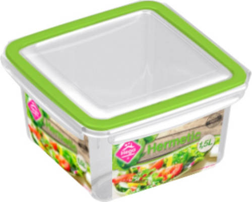 Hega Hogar 1x Voedsel plastic bewaarbakje 1,5 liter transparant/groen - Vershoudbakjes