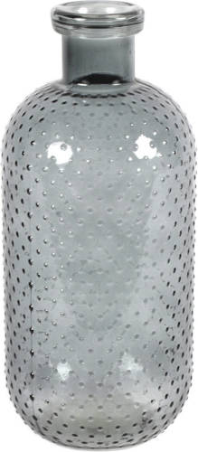 Countryfield Bloemenvaas Cactus Dots - donkergrijs transparant - glas - D15 x H35 cm - Vazen