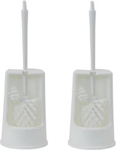 Betra 2x Toiletgarnituur wc borstel inclusief houder met randreiniger wit - Toiletborstels