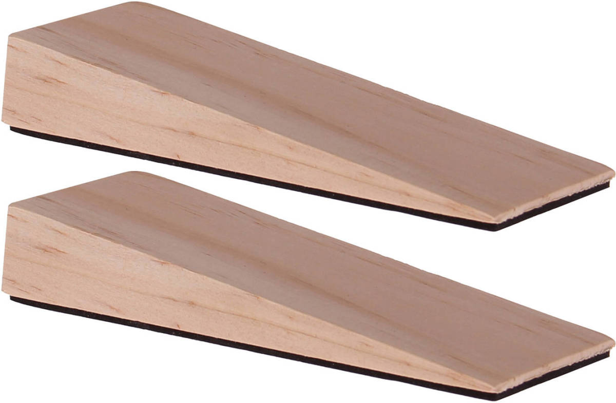 Deltafix Deurwig - 2x - hout - anti-slip - 12 x 2 cm - deurstopper - Deurstoppers