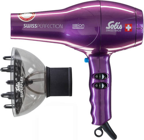 Solis Swiss Perfection 440 Föhn - Haardroger Paars + Superflex Softstyler