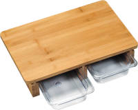 Kesper 1x Rechthoekige bamboe houten snijplanken 26 x 41 cm met containers - Snijplanken