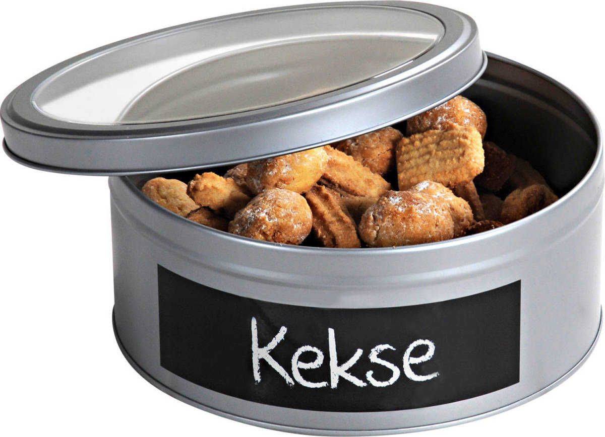 Kesper Zilver metalen rond blikje cadeauverpakking 20 cm - Voorraadblikken