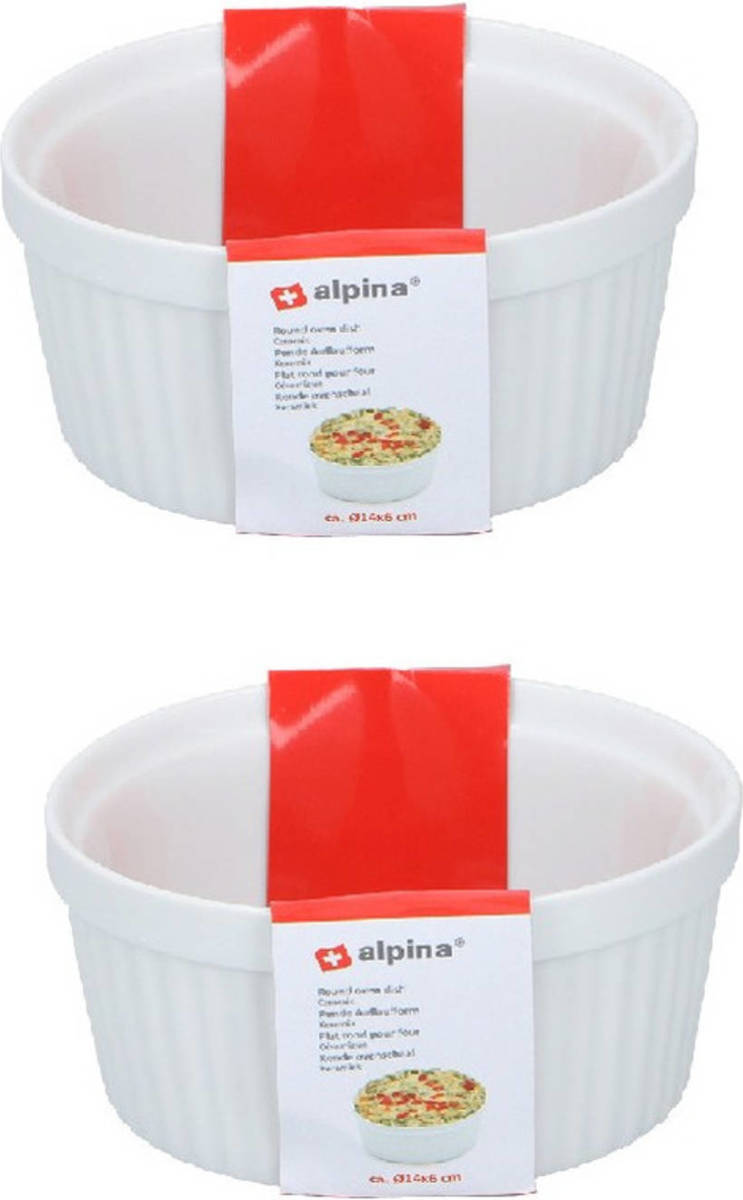 Alpina 2x Ovenschaaltjes rond keramiek 14 cm - Ovenschalen
