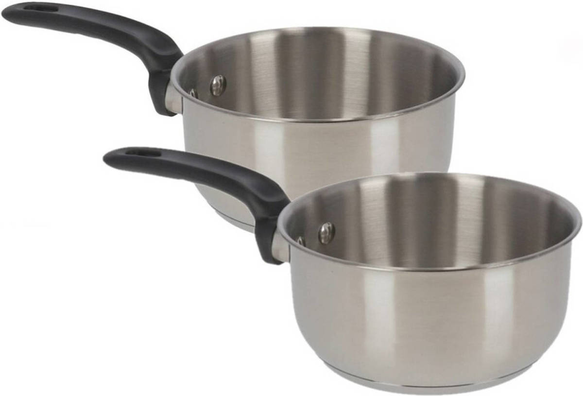 Gerimport 2x stuks rvs steelpannen/sauspannen van 14 cm - Steelpannen