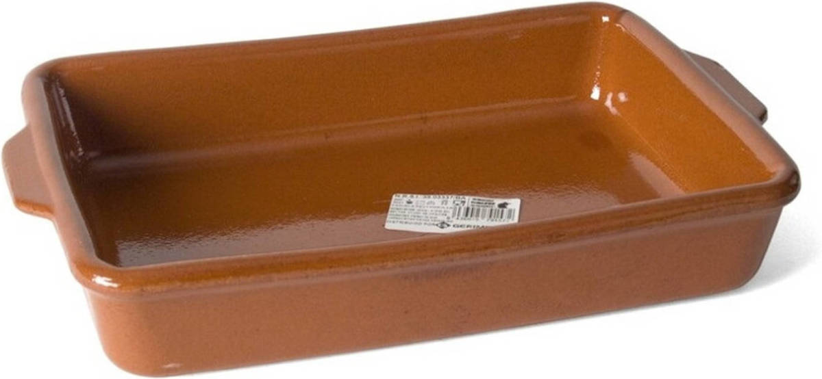 Gerimport Bruine ovenschaal/braadsledes van aardewerk 28 x 18 x 5 cm - Ovenschalen