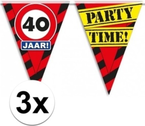 Paperdream 3x Versiering 40 jaar slingers 10 meter - Vlaggenlijnen