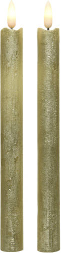 Lumineo Kaarsen set van 2x stuks Led dinerkaarsen goud 24 cm - LED kaarsen