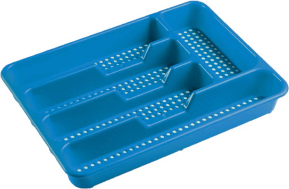 Hega Hogar Bestekbak/bestekhouders 5-vaks blauw 34 x 25 x 4 cm - Bestekbakken